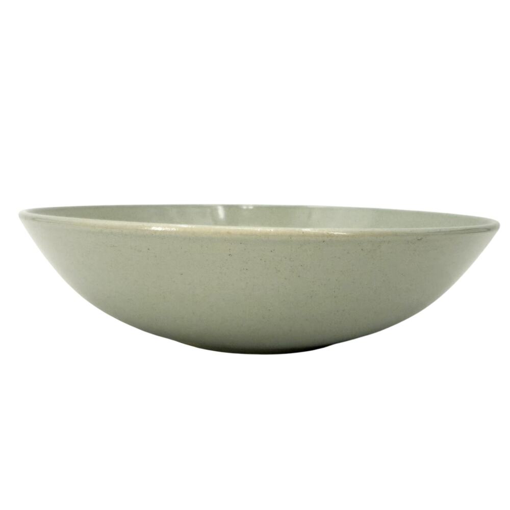 vintage brown speckled sage green pasta or salad Bowl 9" diameter serving dish